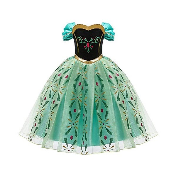 OBEEII Costume Anna La Reine des Neiges,Robe de princesse Elsa,Broderie fantaisie pour fille,Déguisement pour cosplay, specta