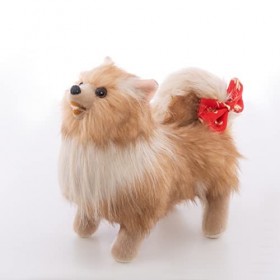 CU-MATE 10 Pouces poméranie Chien Peluche Animal - Noir et Tan Lifelike & réaliste Jouet Chiot Chien Debout Cadeau présent