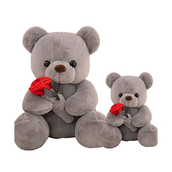 Kekeso Animaux en Peluche Ours Teddy, Peluche Ours Teddy avec Rose, Animaux en Peluche Ours de la Saint-Valentin, Cadeaux Dou