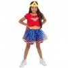 DC Comics Robe Wonder Woman avec Jupe en Tutu avec Etoiles avec Diadème et Manteau - Costume de Carnival Enfant - Fille - Rou