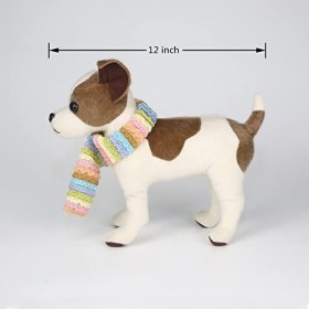 CU-MATE 30,5 cm Jack Russell Terrier en Peluche réaliste Debout Chiot Chien – Blanc et Marron fabriqué à la Main Doux en Pelu