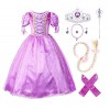 JerrisApparel Princesse Raiponce Costume Robe de fête Robe de Fille 120cm, Violet avec Accessoires 