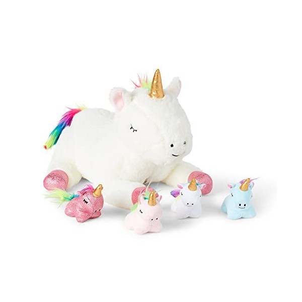 Snugy Babies Peluche 5 en 1 1 Peluche géante avec 4 bébés dans Le Ventre Licorne …