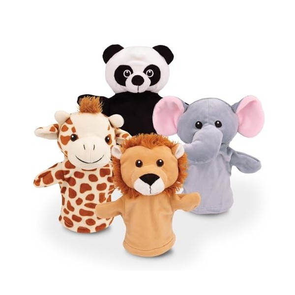 Grafix Marionnettes Animaux pour Enfants | Marionnettes de Théâtre en Coffret | Jeu de 4 Marionnettes | Panda, Lion, Girafe, 