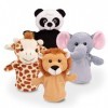 Grafix Marionnettes Animaux pour Enfants | Marionnettes de Théâtre en Coffret | Jeu de 4 Marionnettes | Panda, Lion, Girafe, 