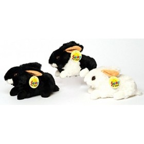 Lot de 3 lapins en peluche - Noir/blanc - 3 couleurs assorties - Environ 20 cm