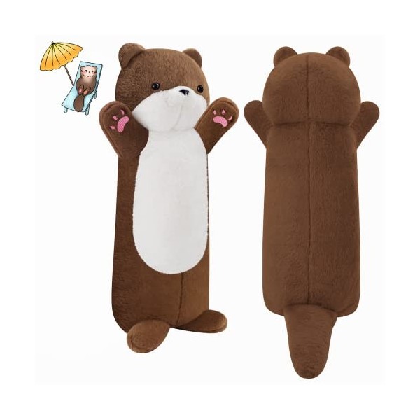 Gisqis Peluche Loutre de Mer Coussin Oreiller Peluche Doudou Loutre Kawaii Otter Plush Pillow Longue Peluche Enfant Noir Cade