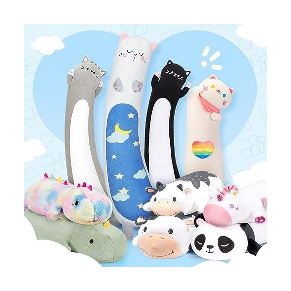 Mewaii Peluche Coussin 65CM Long Oreiller Vaches pour Enfant danimaux Poupée Jouets Kawaii pour Enfant Mignonne Moelleux Con