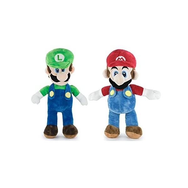 WHITEHOUSE LEISURE Super Mario Bros - Pack 2 Peluches Mario Bros 33cm et Luigi 35cm 
