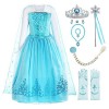 ReliBeauty Déguisement Princesse Filles Manches Longues Robe Costume Avec Accessoires Bleu，110 4-5 Ans 