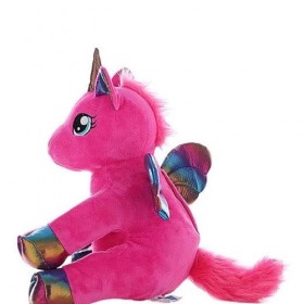 Peluche licorne en peluche – Kit de fabrication dours en peluche – 40 cm – sans couture – Licorne rose avec ailes arc-en-cie