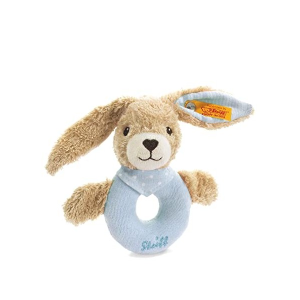 Steiff - 237522 - Peluche - Lapin Hoppel - Anneau De Préhension - Bleu