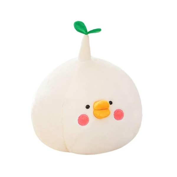 Peluche Ronde à l’ail farcie d’Oignon Vert, Coussin en Peluche Canard Animal, Jouet Enfant Cadeau d’Anniversaire Enfant 28cm 