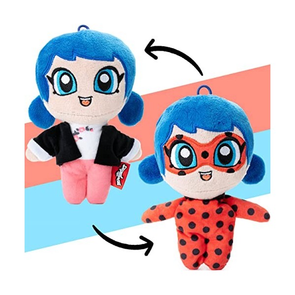 Miraculous Ladybug Porte-clés en peluche double face 10 cm