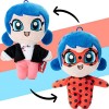 Miraculous Ladybug Porte-clés en peluche double face 10 cm