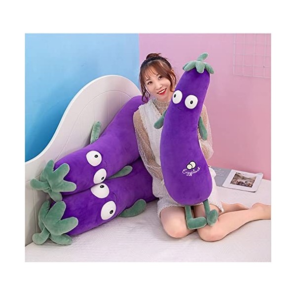 Grand coussin de couchage en peluche pour poupée Mr aubergine Violet 70 cm