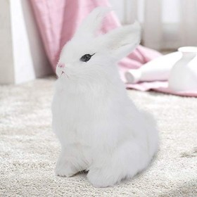 Mini Raliste en Peluche Lapin Raliste Animal Paques Dcoration Maison Ornement Simulation Jouet Modle Cadeau Blanc 