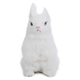 Mini Raliste en Peluche Lapin Raliste Animal Paques Dcoration Maison Ornement Simulation Jouet Modle Cadeau Blanc 