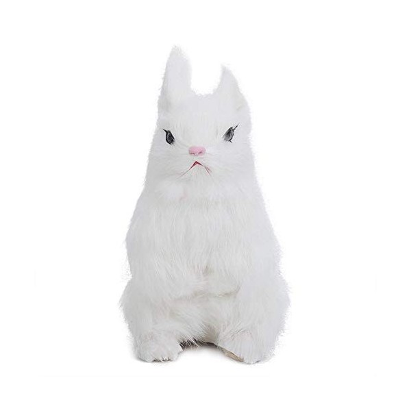 Mini Raliste en Peluche Lapin Raliste Animal Paques Dcoration Maison Ornement Simulation Jouet Modle Cadeau Blanc 