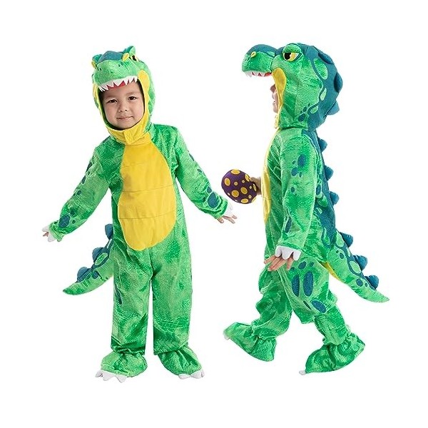 Spooktacular Creations Child Green T-Rex Costume for Halloween Trick or Treating Dinosaur Dress-up Pretend Play Toddler 3-4y