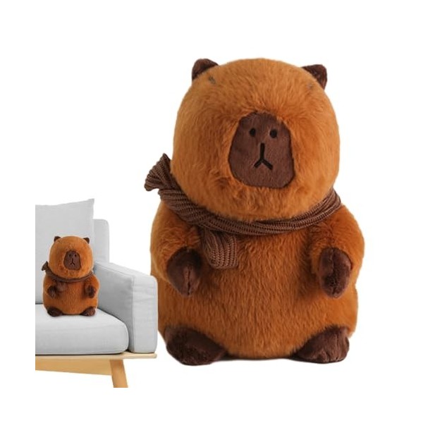 BUKBAG Peluche Capybara en Peluche, Peluche Capybara - Mignon Jouet en Peluche créatif Capybara Portant Une écharpe | Coussin