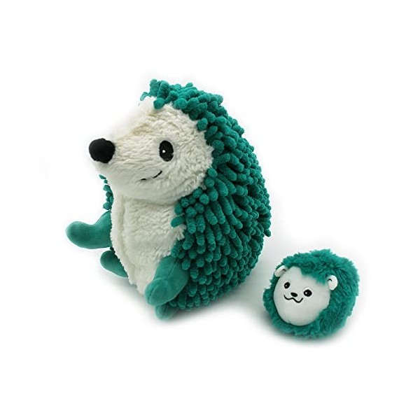 Les Déglingos PTIPOTOS by PIKTOU Herisson Maman/Bebe Vert - Peluche bébé Toute Douce - Idée Cadeau de Naissance - 21cm