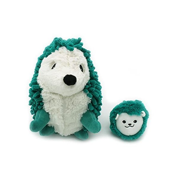 Les Déglingos PTIPOTOS by PIKTOU Herisson Maman/Bebe Vert - Peluche bébé Toute Douce - Idée Cadeau de Naissance - 21cm