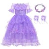 CCJRLM Robe Encanto Mirabel Encanto, costume dIsabella Encanto pour filles, costume dHalloween et de costumade avec lunette