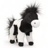 Uni-Toys - Cheval Noir et Blanc, Debout - 23 cm Hauteur - Cheval en Peluche - Peluche Doudou