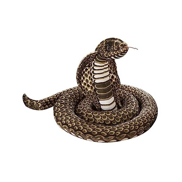 YJZQ Peluche Serpent Geant Cobra 170CM Peluche Serpent Réaliste décoration Halloween Accessoires danniversaire Coussin de Se