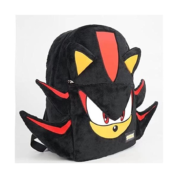 GDFENDU Sac à dos en peluche Sonic Shadow avec porte-clés, 43,2 cm Anime Hérisson en peluche, Noir