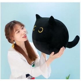 Maomoto Coussin en peluche chat noir de 40 cm - Jouet en peluche - Pour enfants - Décoration pour la maison - Pour garçons et