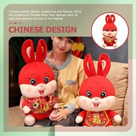 Toyvian 3 Pièces Année du Lapin Mascotte Chinois Zodiaque Jouet en Peluche Lapin Chanceux Nouvel an Chinois Cadeaux pour Enfa