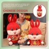 Toyvian 3 Pièces Année du Lapin Mascotte Chinois Zodiaque Jouet en Peluche Lapin Chanceux Nouvel an Chinois Cadeaux pour Enfa