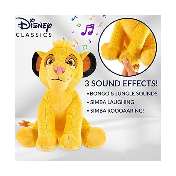 Disney Peluche Bebe - Grosse Peluche 28cm Stitch Le Roi Lion Simba Dumbo - Peluches Doudou avec Son - Jouet Premier Age - Cad