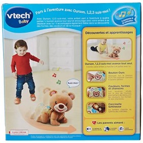 VTech - Ourson, 1,2,3 Suis-Moi, Ours Brun en Peluche Qui Marche à 4 Pattes, Motricité, Jouet Interactif et Musical, Cadeau Bé