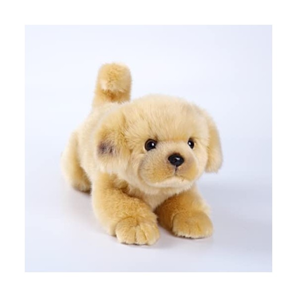 Chien de Simulation danimal en Peluche Golden Retriever - Réaliste et réaliste Doux Chien couché Fait à la Main en Peluche -