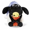 Nici Shaun le mouton - Doudou Timmy avec petit ours, tétine et bonnet de nuit - 25 cm - Blanc/noir
