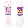 Terbaik Oreiller Peluche Chat Fleur de Cerisier de 70cm Long, Jouets en Peluche Chat Douce, Kawaii Peluche Chat Coussin pour 