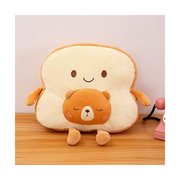 SQUISHY DOT Kawaii Stuffed Animal, Oreiller en Peluche Toast, Coussin Mignon, Oreiller jeté, Peluche de Pain farci, Jouet en 