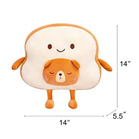 SQUISHY DOT Kawaii Stuffed Animal, Oreiller en Peluche Toast, Coussin Mignon, Oreiller jeté, Peluche de Pain farci, Jouet en 