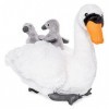 Uni-Toys - Cygne avec bébés - 24 cm hauteur - oiseau en peluche - peluche, peluche