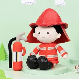 38cm Poupée Pompier en Chiffon pour Garçons, Poupee en Peluche pour Enfants, Poupée Peluche Jouet pour Anniversaire et noël, 