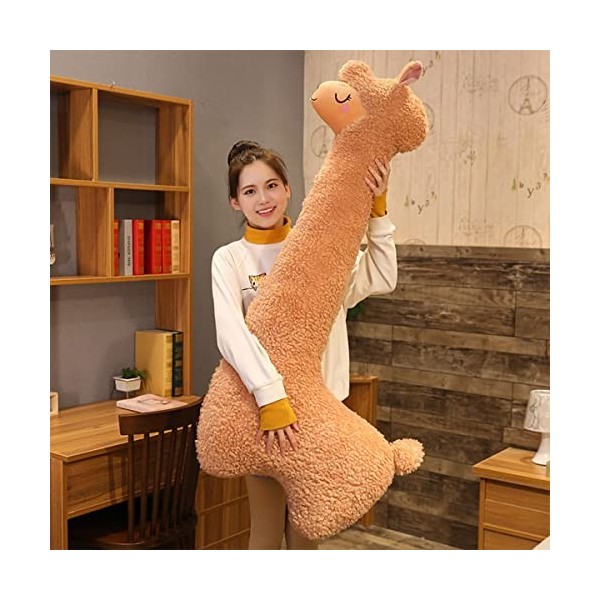 FODELIUY Alpaga Peluche Geante, Peluche en Peluche Alpaga, Animal Alpaga, Lama Peluche, Enfants Cadeau Brown, 75cm 