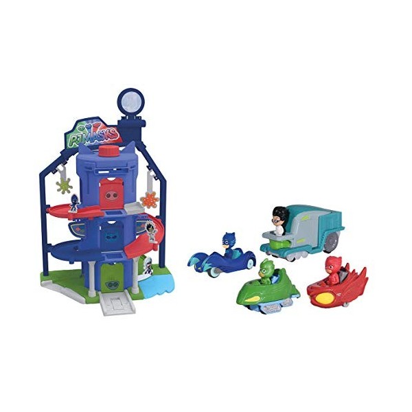 Dickie - PJ Masks - Garage Quartier Général Pyjamasques + 4 Véhicules - Dès 3 Ans - 203145002