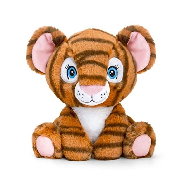 tachi Peluche tigre à rayures orange - 25 cm