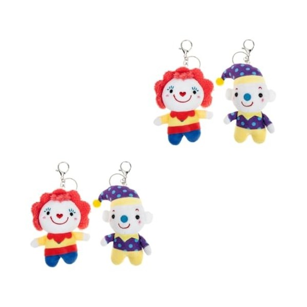 Toyvian 4 Pièces Porte-clés Clown Porte-clés en Peluche Jouets Kawaii pour Clé Voitures Jouets Garnitures De Petits Gâteaux P