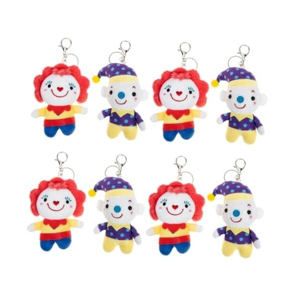 Toyvian 4 Pièces Porte-clés Clown Porte-clés en Peluche Jouets Kawaii pour Clé Voitures Jouets Garnitures De Petits Gâteaux P