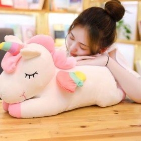 Abaodam Licorne Peluche Licorne Peluche Jouet Licorne Oreiller Doux Licorne Peluche avec Ailes Arc-en-Ciel pour Enfants Fille