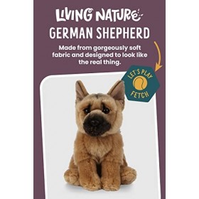 Living Nature Berger Allemand, Chien en Peluche Doux et Réaliste, Peluche Écologique Naturli, 21cm